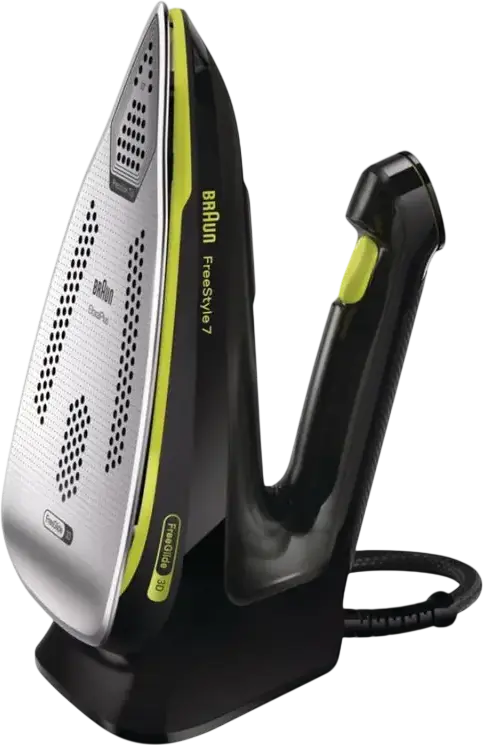 Fier de calcat cu abur Braun FreeStyle 7 FI7255GR, 2000W, Talpa EloxalPlus FreeGlide 3D, Tehnologie PowerSmart, Rezervor 350ml, Calcare Verticala, Negru/Verde