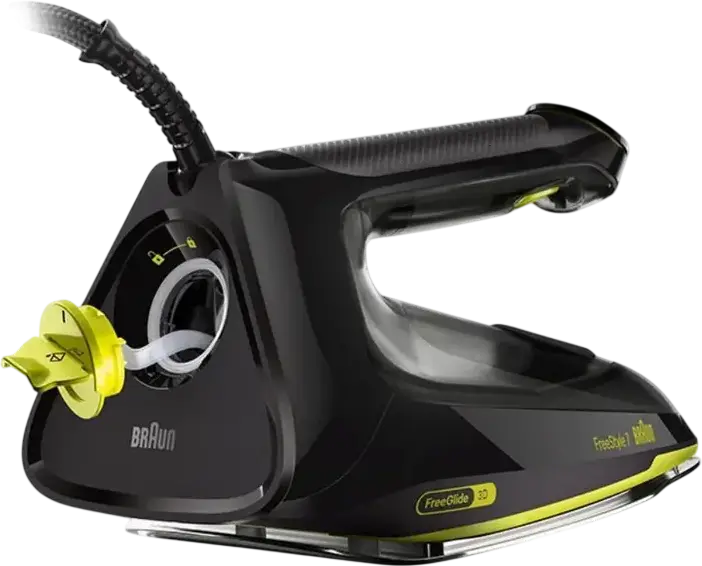 Fier de calcat cu abur Braun FreeStyle 7 FI7255GR, 2000W, Talpa EloxalPlus FreeGlide 3D, Tehnologie PowerSmart, Rezervor 350ml, Calcare Verticala, Negru/Verde