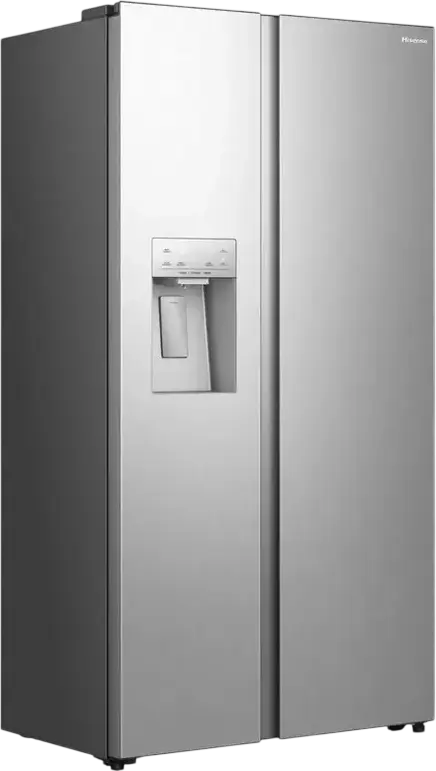 Hisense RS5P528STIE Side-by-Side Refrigerator, 528L Total Capacity, Total No Frost, Water and Ice Dispenser, Inverter Technology, Grey Stainless Steel