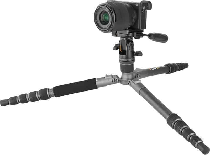 Tripod Vanguard VEO 3 GO 235 din Fibra de Carbon cu Cap Video Pan-Tilt, Gri, Inaltime Maxima 135cm, Capacitate Sare 4.5kg, 5 Sectiuni, Conversie Monopod, Compatibil Arca-Swiss