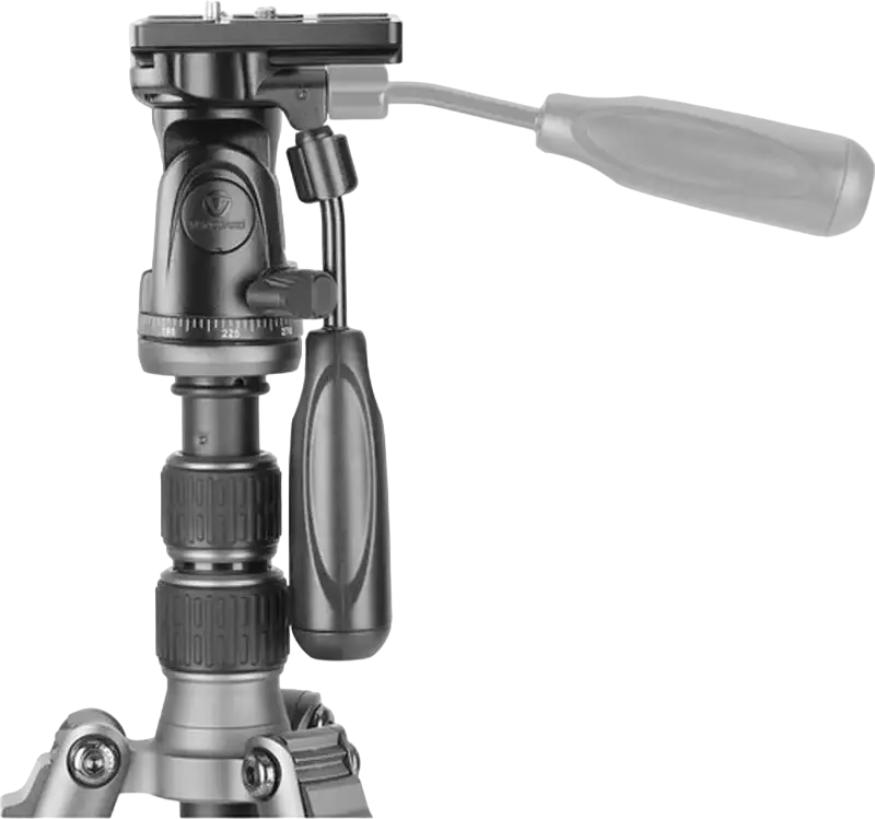 Tripod Vanguard VEO 3 GO 235 din Fibra de Carbon cu Cap Video Pan-Tilt, Gri, Inaltime Maxima 135cm, Capacitate Sare 4.5kg, 5 Sectiuni, Conversie Monopod, Compatibil Arca-Swiss