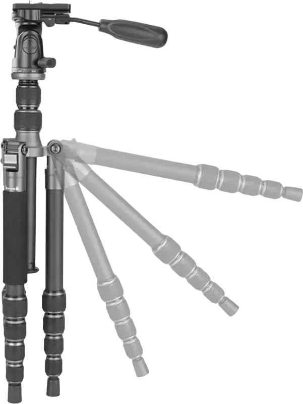 Tripod Vanguard VEO 3 GO 235 din Fibra de Carbon cu Cap Video Pan-Tilt, Gri, Inaltime Maxima 135cm, Capacitate Sare 4.5kg, 5 Sectiuni, Conversie Monopod, Compatibil Arca-Swiss