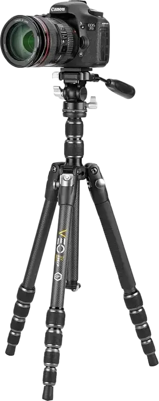 Tripod Vanguard VEO 3 GO 235 din Fibra de Carbon cu Cap Video Pan-Tilt, Gri, Inaltime Maxima 135cm, Capacitate Sare 4.5kg, 5 Sectiuni, Conversie Monopod, Compatibil Arca-Swiss