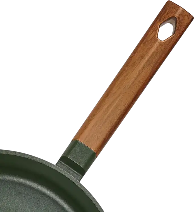 RESTO SADR Non-Stick Frying Pan with Wood-Effect Ergonomic Handle, Induction Compatible Patterned Silver Base, 26cm
