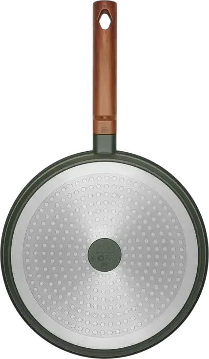 RESTO SADR Non-Stick Frying Pan with Wood-Effect Ergonomic Handle, Induction Compatible Patterned Silver Base, 26cm