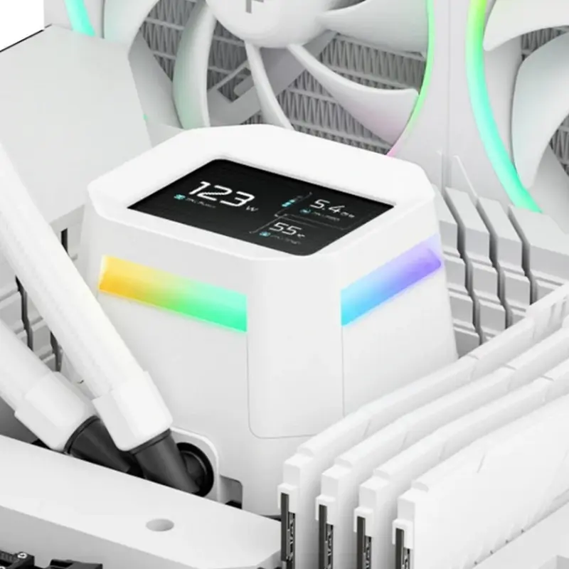 Deepcool LM240 AIO Liquid CPU Cooler, White, 240mm Radiator, 2.4-inch IPS Screen for MP4/GIF, 6th Gen ARGB, Anti-Leak Technology, 2x FL12 SE Fans