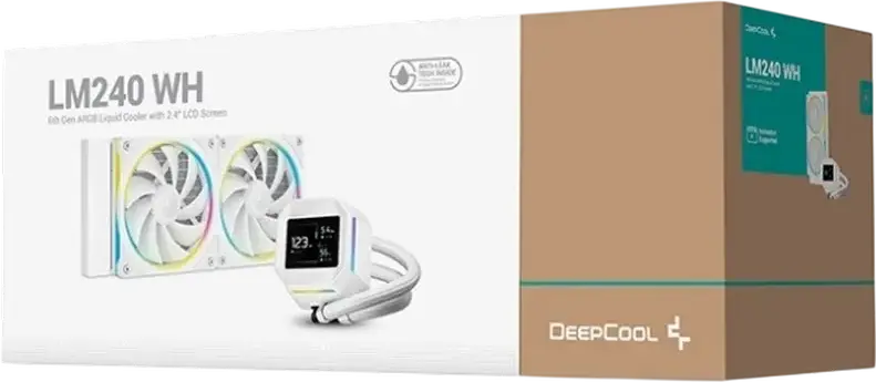 Deepcool LM240 AIO Liquid CPU Cooler, White, 240mm Radiator, 2.4-inch IPS Screen for MP4/GIF, 6th Gen ARGB, Anti-Leak Technology, 2x FL12 SE Fans