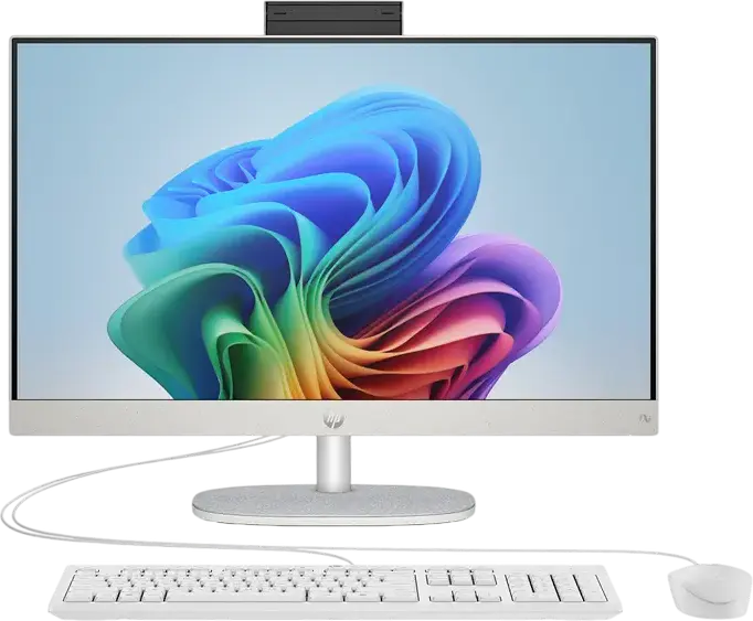 All-in-One HP Next Gen AI 24-ct2000a, AMD Ryzen AI 5 340, 32GB RAM DDR5, SSD 1TB, Ecran 23.8" FHD IPS, Windows 11 Home, Alb