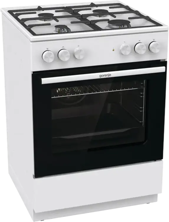 Gorenje GK6A40WFFM Mixed Cooker, 4 Gas Burners with Cast Iron Grates, 71L Electric Oven with 9 Functions, Convection, Grill, Steam Cleaning, White