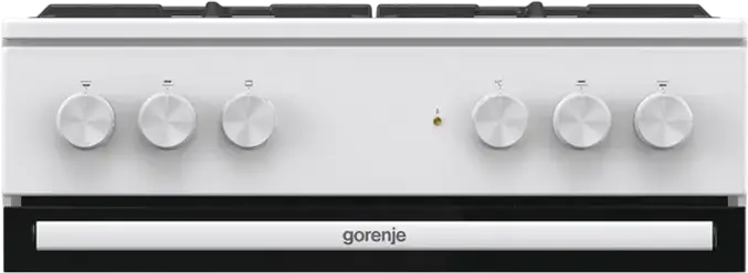 Gorenje GK6A40WFFM Mixed Cooker, 4 Gas Burners with Cast Iron Grates, 71L Electric Oven with 9 Functions, Convection, Grill, Steam Cleaning, White
