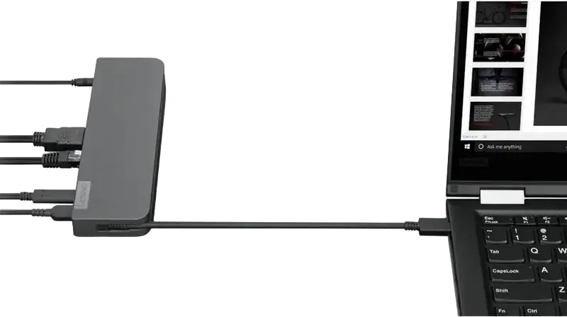Lenovo ThinkPad USB-C Mini Dock 40AU0065EU Statiune de Andubare, Power Delivery 65W, HDMI 4K, VGA, RJ45 Ethernet, 2x USB 3.1, Gri