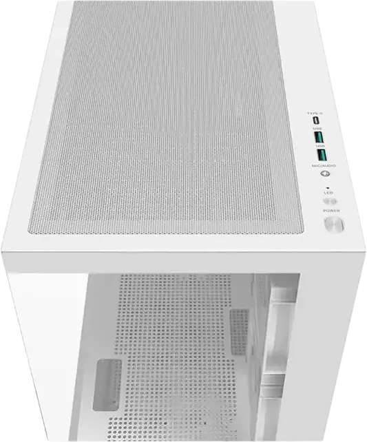 Carcasa Deepcool CG380 3F Micro-ATX Mini-Tower, Alb, Sticla Temperata Panoramica, 3 Ventilatoare 120mm ARGB, USB Type-C Gen2, Suport Radiator 360mm