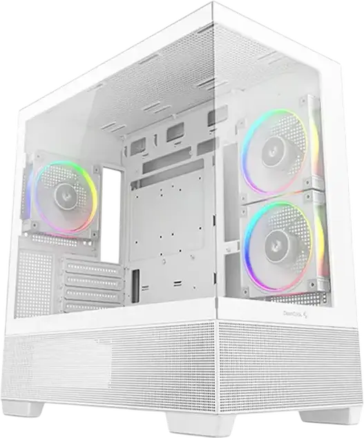 Carcasa Deepcool CG380 3F Micro-ATX Mini-Tower, Alb, Sticla Temperata Panoramica, 3 Ventilatoare 120mm ARGB, USB Type-C Gen2, Suport Radiator 360mm