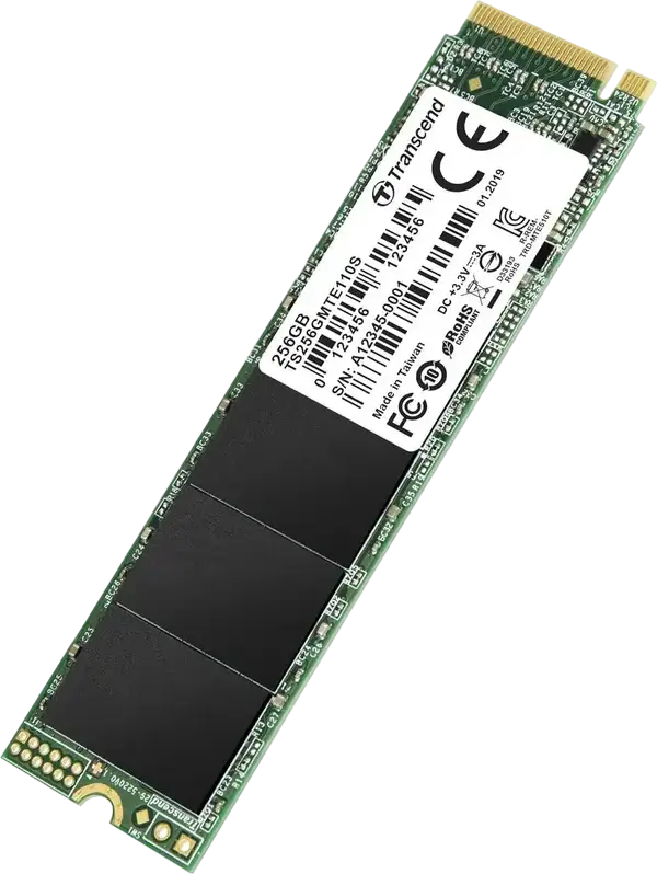 SSD Transcend 110S 256GB M.2 2280 NVMe PCIe Gen3 x4, 3D NAND TLC, Скорость чтения до 1600МБ/с, Записи до 1100МБ/с, TS256GMTE110S