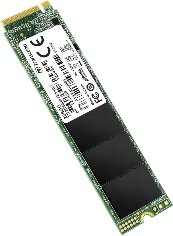 SSD Transcend 110S 256GB M.2 2280 NVMe PCIe Gen3 x4, 3D NAND TLC, Скорость чтения до 1600МБ/с, Записи до 1100МБ/с, TS256GMTE110S