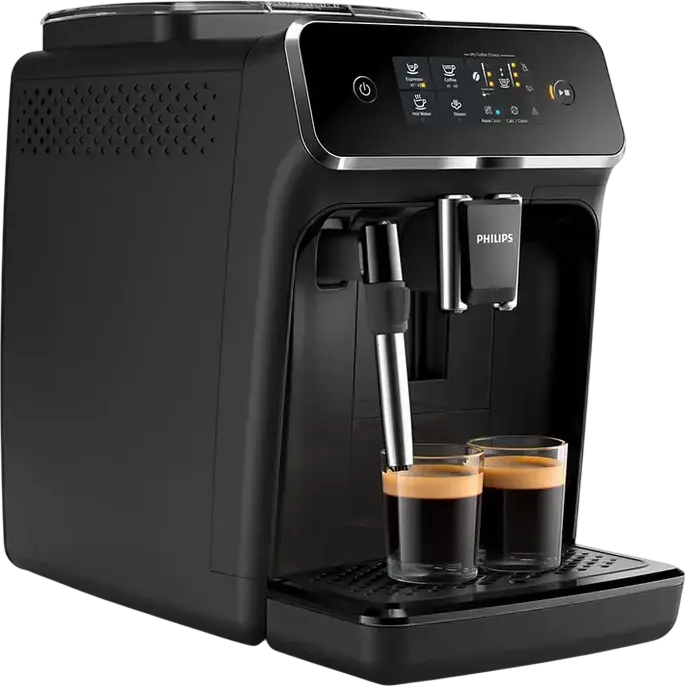 Philips Series 2200 EP2225 Fully-Automatic Espresso Machine, 15 Bar, 1.8L Water Tank, Ceramic Grinder 12-Level, Manual Milk Frother, Black