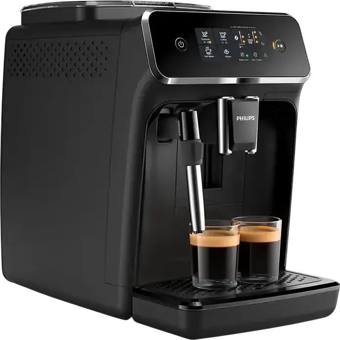 Philips Series 2200 EP2225 Fully-Automatic Espresso Machine, 15 Bar, 1.8L Water Tank, Ceramic Grinder 12-Level, Manual Milk Frother, Black