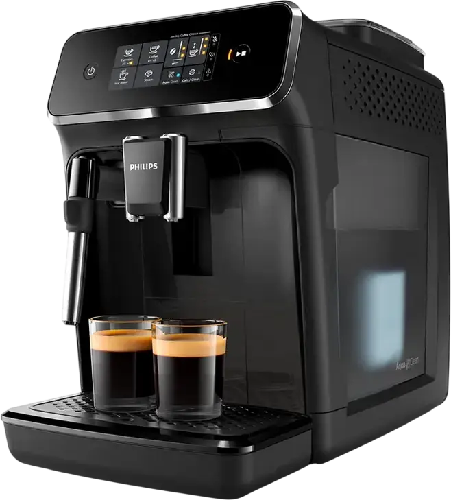 Philips Series 2200 EP2225 Fully-Automatic Espresso Machine, 15 Bar, 1.8L Water Tank, Ceramic Grinder 12-Level, Manual Milk Frother, Black