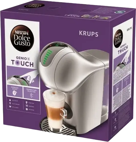 Krups KP440E10 NESCAFÉ Dolce Gusto Genio S Touch Capsule Coffee Machine, 15 bar, 1500W, 0.8L Tank, Touch Control, Espresso Boost, Silver