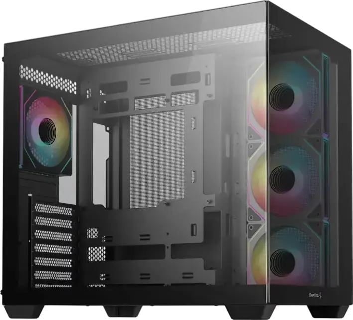 Deepcool CG530 4F ATX Mid Tower Case, Black, Pillarless Fishtank Tempered Glass, 4 ARGB PWM Fans, Support for 360mm Radiator, ATX/M-ATX/ITX