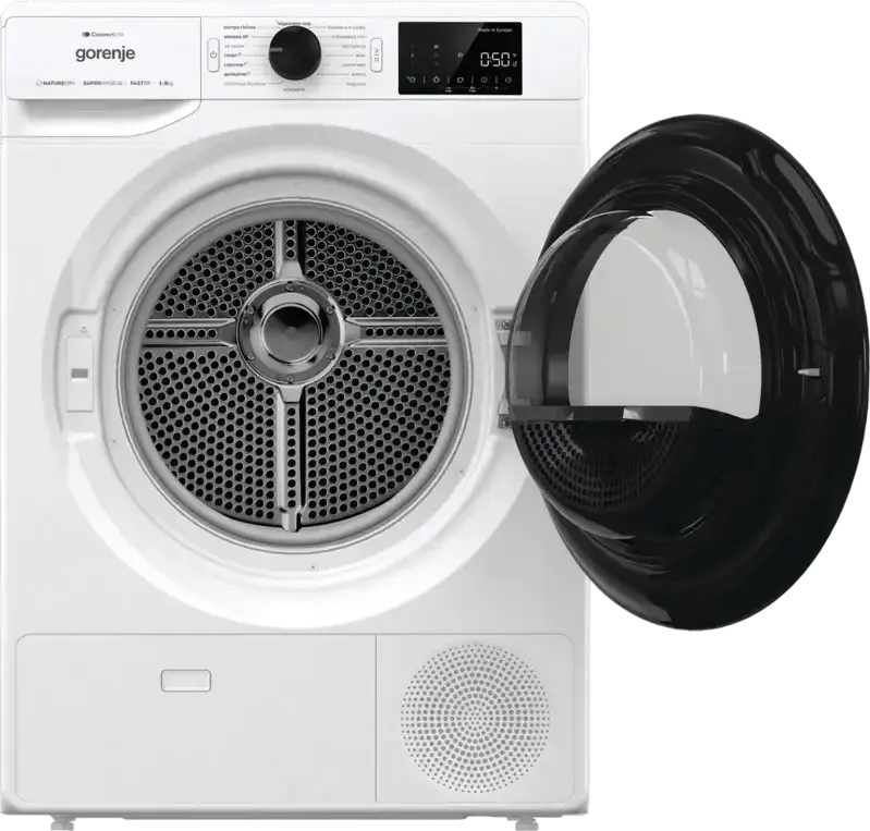 Gorenje DPNE83GNLWIFI Freestanding Heat Pump Tumble Dryer, 8kg Capacity, Energy Class A+++, WiFi ConnectLife, DrySync, 16 Programs, White/Black