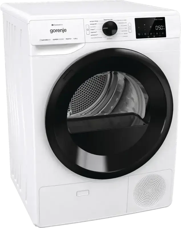Gorenje DPNE83GNLWIFI Freestanding Heat Pump Tumble Dryer, 8kg Capacity, Energy Class A+++, WiFi ConnectLife, DrySync, 16 Programs, White/Black