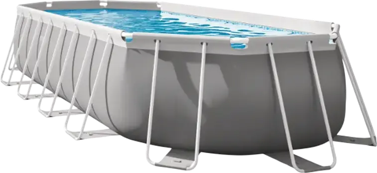 Intex Prism Frame 26796 Oval Above-Ground Pool, 503x274x122 cm, 13365L, PVC with Galvanized Steel Frame, Light Grey, Set of 5 including Filter Pump, Ladder, Cover