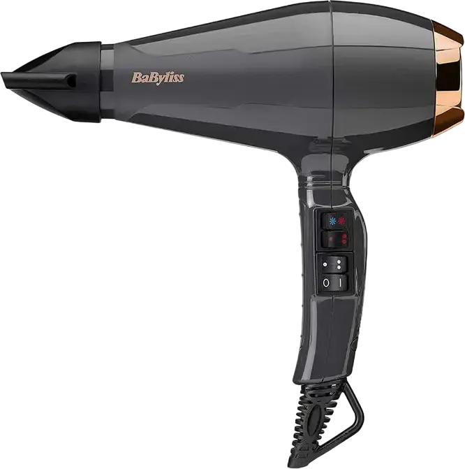 BaByliss 6719DE Air Pro Professional AC Hair Dryer 2200W, Ionic Anti-Frizz Technology, Ceramic Heating, Diffuser and 2 Concentrator Nozzles, Black