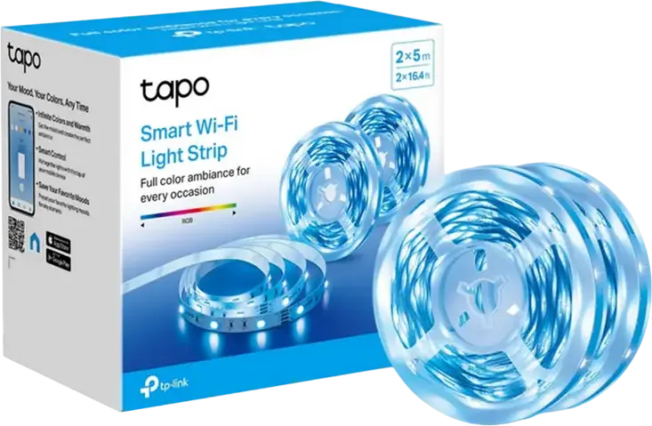 TP-Link Tapo L900-10 Banda LED Smart Wi-Fi, 2 x 5m (Total 10m), 16 Milioane Culori, Sincronizare Muzica, Control Vocal Alexa Google Home, Adeziv 3M