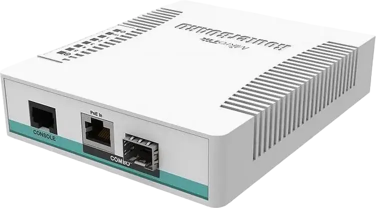 MikroTik CRS106-1C-5S Cloud Router Switch, 5x 1.25Gbps SFP Ports, 1x Gigabit Ethernet/SFP Combo, 128MB RAM, RouterOS Level 5, Passive Cooling, White