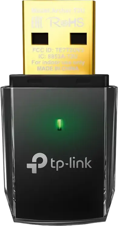 TP-Link Archer T2U AC600 Dual Band USB Wi-Fi Adapter, Standard Form Factor, 2.4GHz 200Mbps & 5GHz 433Mbps, USB 2.0 Interface, Windows and macOS Compatible