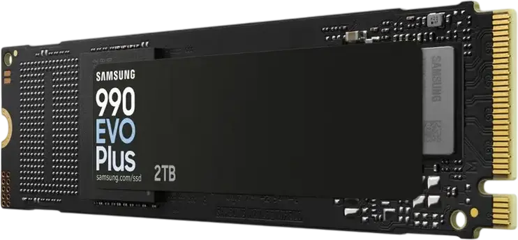 SSD-накопитель Samsung 990 EVO Plus 2TB M.2 2280 NVMe PCIe Gen 4.0 x4 / Gen 5.0 x2 MZ-V9S2T0B, скорость чтения до 7250МБ/с, записи 6300МБ/с, TurboWrite 2.0