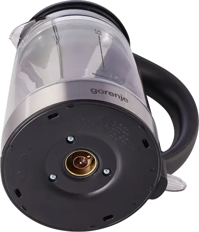 Электрический чайник Gorenje K17GDW, объем 1.7 л, мощность 2200 Вт, стекло и нержавеющая сталь, двойные стенки, контроллер Strix, черный