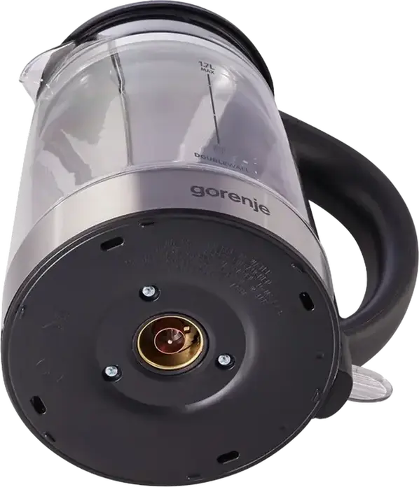 Электрический чайник Gorenje K17GDW, объем 1.7 л, мощность 2200 Вт, стекло и нержавеющая сталь, двойные стенки, контроллер Strix, черный