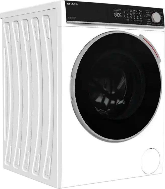 Sharp ES-NFL214CWDA-EE Front-Load Washing Machine, 12 kg Capacity, SenseInverter Technology, 1400 rpm, Energy Class A, Steam Cleaning, White