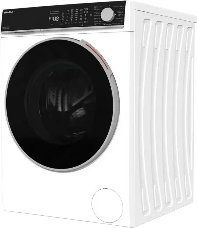 Sharp ES-NFL214CWDA-EE Front-Load Washing Machine, 12 kg Capacity, SenseInverter Technology, 1400 rpm, Energy Class A, Steam Cleaning, White