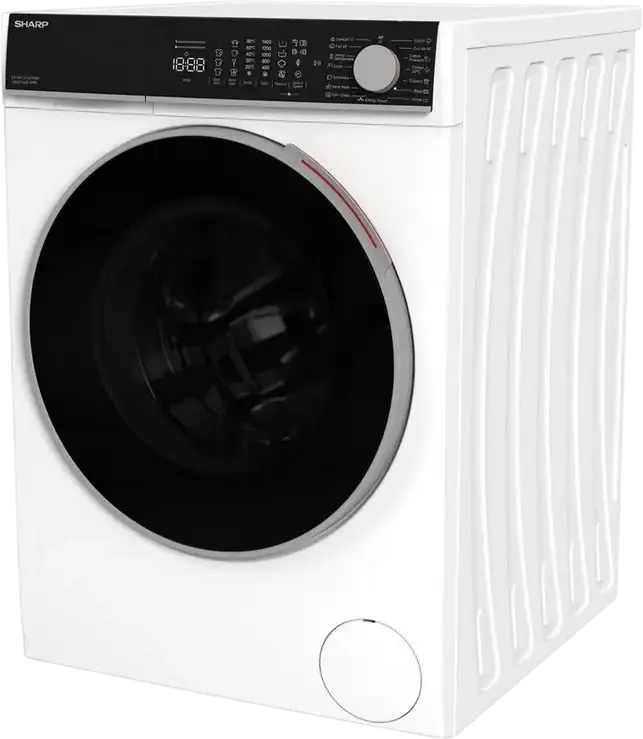 Sharp ES-NFL214CWDA-EE Front-Load Washing Machine, 12 kg Capacity, SenseInverter Technology, 1400 rpm, Energy Class A, Steam Cleaning, White
