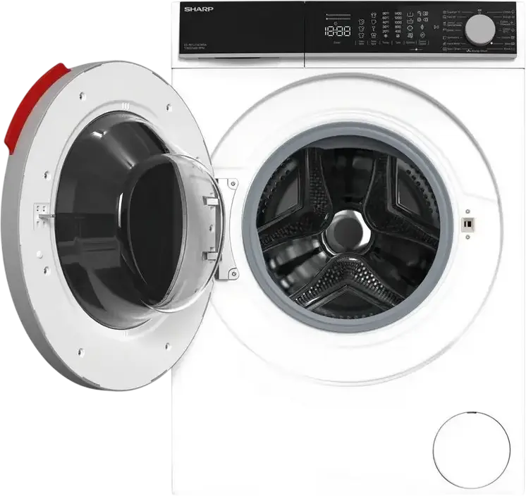 Sharp ES-NFL214CWDA-EE Front-Load Washing Machine, 12 kg Capacity, SenseInverter Technology, 1400 rpm, Energy Class A, Steam Cleaning, White