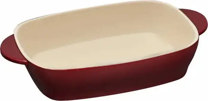 RESTO FORNAX 96111 Rectangular Ceramic Baking Tray, Non-stick Coating, Red, 27.3 x 16.3 x 5.3 cm, 1L Volume, Dishwasher Safe