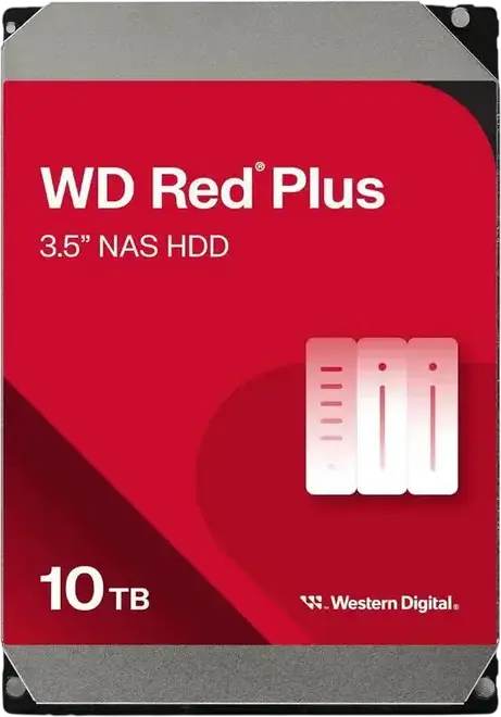 Hard Disk Intern NAS Western Digital WD Red Plus 10 TB 3.5 inch, SATA 6 Gb/s, Tehnologie CMR, NASware 3.0, Workload 180 TB/an, MTBF 1.000.000 ore