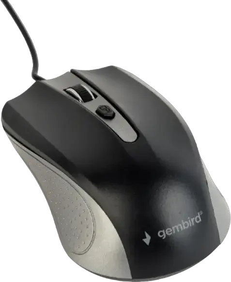 Gembird MUS-4B-01 Wired Optical USB Mouse, Black and Grey, 800/1000/1200 DPI Adjustable, 4 Buttons, 1.35m Cable