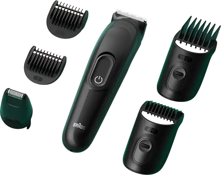 Trimmer Braun MGK3410 Series 3 All-in-One Style Kit, Lame din Otel Inoxidabil, 13 Setari de Lungime 0.5-21mm, Impermeabil, Baterie Ni-Mh, Negru