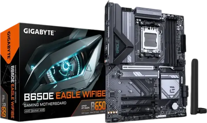 Материнская плата Gigabyte B650E EAGLE WIFI6E AM5 AMD B650E ATX DDR5 8200MHz OC 256GB PCIe 5.0 M.2 Wi-Fi 6E Bluetooth 5.3 LAN 2.5Gbps HDMI 2.1