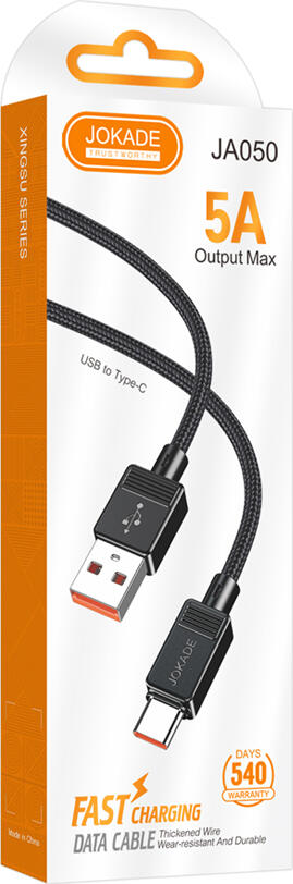 Jokade JA050 XINGSU Series USB-A to USB-C Fast Charging and Data Transmission Braided Cable, 1m Length, 4.0mm OD, Max 3A Current Support