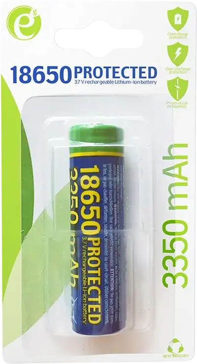 Energenie EG-BA-18650/3350 Rechargeable Li-ion Battery 18650 3350mAh 3.7V Protected for LED Flashlights and Electronic Devices