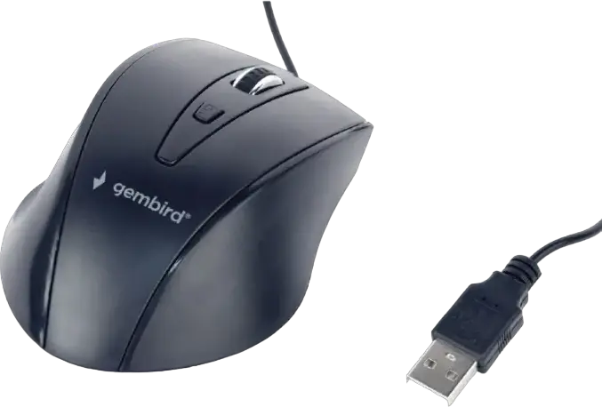 Mouse Optic cu Fir Gembird MUS-4B-02, 4 Butoane, Rezolutie Ajustabila 800/1000/1200 DPI, Interfata USB, pentru Dreptaci, Negru