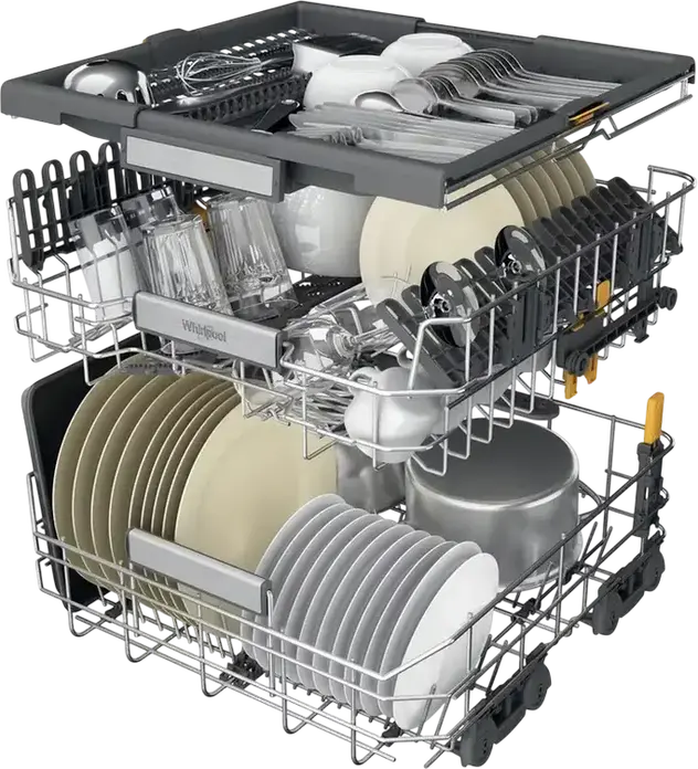Whirlpool W7F HS51 X Freestanding Dishwasher, 60 cm, Stainless Steel, 15 Place Settings, 6th Sense Technology, NaturalDry, PowerClean Pro, 8 Programs