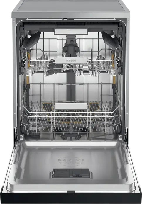 Whirlpool W7F HS51 X Freestanding Dishwasher, 60 cm, Stainless Steel, 15 Place Settings, 6th Sense Technology, NaturalDry, PowerClean Pro, 8 Programs