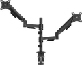 Gembird MA-DA2P-02 Dual Monitor Desk Mount, Gas-Spring Arms for 17-32 inch Screens, VESA 75x75 100x100, Clamp or Grommet Base, Black Steel