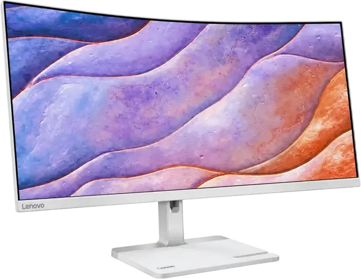 Monitor Curbat Lenovo L34W-4C 34 inch WQHD, 3440x1440, Panou VA, 120Hz, 1ms, 1500R, HDR10, AMD FreeSync Premium, PbP/PiP, Alb